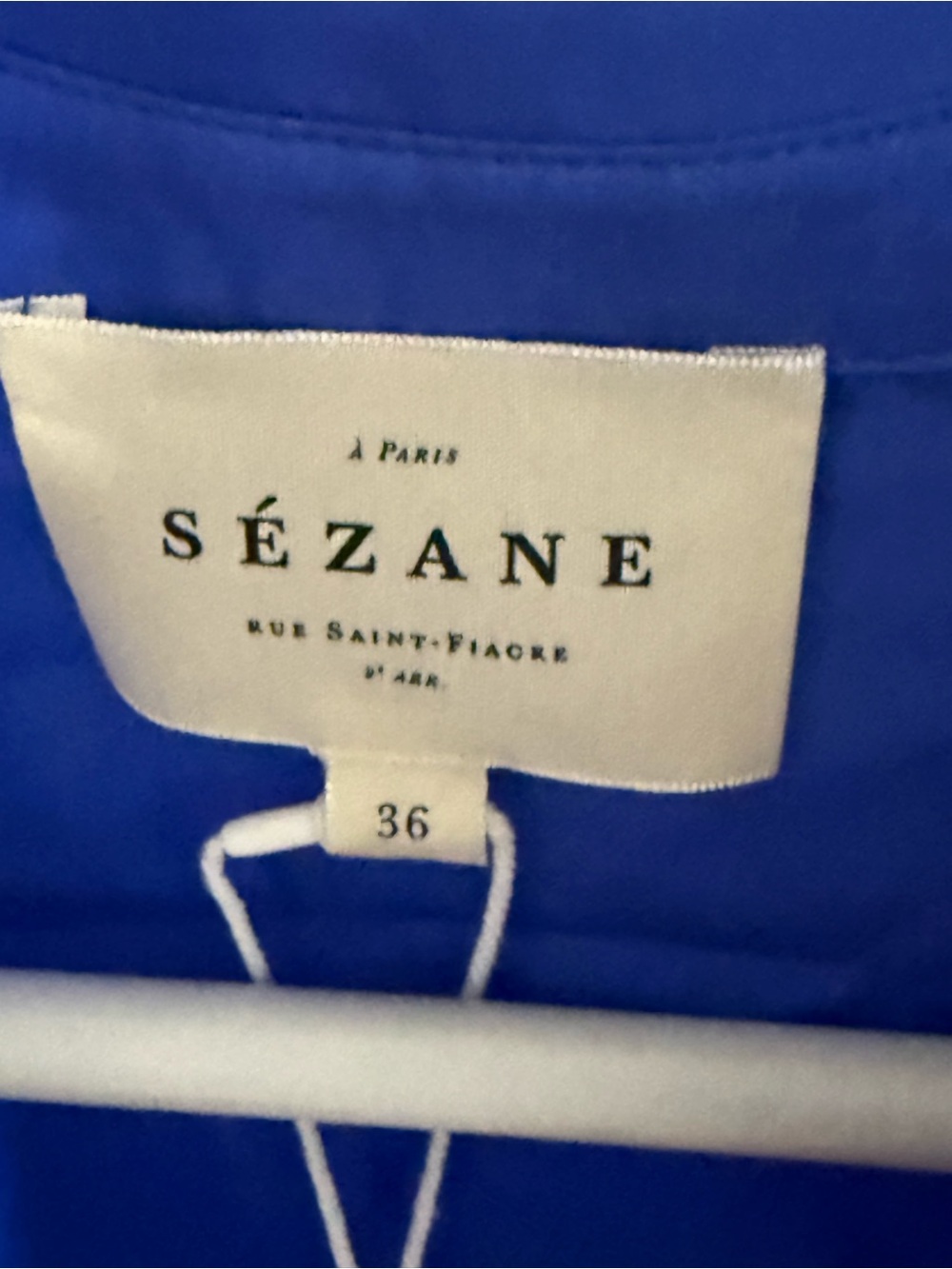 Sézane Royal Blue Satin Button-Up Blouse %100 silk NWT size 36 - Picture 4 of 4